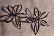 Load image into Gallery viewer, Large Mid Century Sunburst gold metal Daisy  Earrings pierced ears
