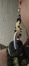 Load image into Gallery viewer, Handmade Abstract Mixed Media Acrylic chain Dangle Clip On Earrings 4.5 inches
