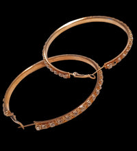 Load image into Gallery viewer, Classic gold metal rhinestone hoop earrings (pierced ears)
