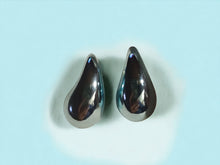 Load image into Gallery viewer, Modern minimalist metallic blue teardrop stud Earrings pierced ears blue
