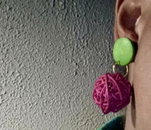 Load image into Gallery viewer, Handmade Wood and woven  rattan Clip On Dangle Earrings
