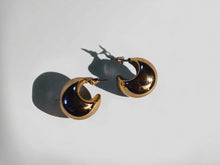 Load image into Gallery viewer, Modern minimalist gold acrylic huggie hoop stud Earrings pierced ears
