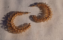 Load image into Gallery viewer, Handmade Abstract Gold Metal Small wire Hoop Earrings (pierced ears)
