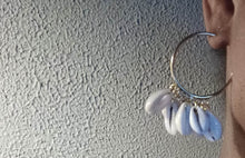 Load image into Gallery viewer, Handmade Small Cowrie Shell Hoop Earrings pierced ears

