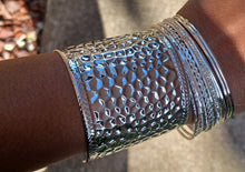 Load image into Gallery viewer, Chunky boho Silver metal Cuff and Bangle Set of 10
