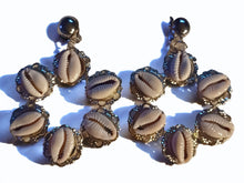 Load image into Gallery viewer, Handmade Cowrie Shell Hoop Clip On  Earrings silver
