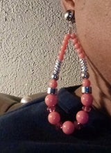Load image into Gallery viewer, Handmade vintage Acrylic bead hoop Clip On Earrings 4 inchs
