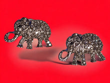 Load image into Gallery viewer, Rhinestone  Lucky Elephant Stud Cluster Clip On Earrings silver
