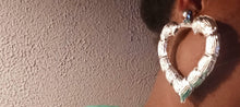 Load image into Gallery viewer, Large Clip On  Heart Bamboo Hoop Earrings gold rare
