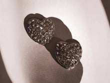 Load image into Gallery viewer, Rhinestone Heart Stud Clip On Earrings silver
