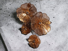 Load image into Gallery viewer, Handmade large abstract flower Clip On Earrings Gold
