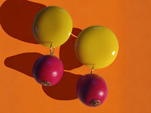 Load image into Gallery viewer, Handmade Chunky wood and Acrylic Pop Art Clip on Earrings
