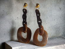 Load image into Gallery viewer, Handmade Abstract Acrylic chain Dangle Clip On Earrings 4.5 inches
