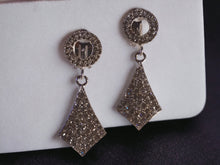 Load image into Gallery viewer, Small Rhinestone Clip On Dangle Earrings silver
