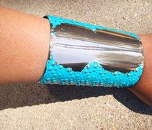 Load image into Gallery viewer, Abstract Large Hammered Metal Cuff bracelet Fits all sizes
