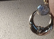 Load image into Gallery viewer, Unique Clip On Large Bamboo and Rhinestone hollow Hoop Earrings gold
