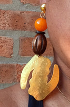 Load image into Gallery viewer, Handmade Vintage Brass Clip on Adinkra Gye Nyame Handmade Earrings 4.5 inch
