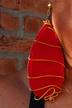 Load image into Gallery viewer, Extra Large Clip on Hand Dyed Leather and wire Abstract Earrings
