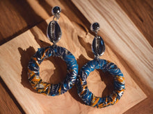Load image into Gallery viewer, Handmade Ankara Fabric Hoop Clip on Earrings 3 inches
