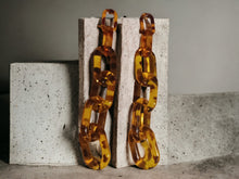 Load image into Gallery viewer, Handmade Chunky tortoise Acrylic Chain Earrings pierced ears
