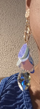 Load image into Gallery viewer, Handmade Long pink Sparkle Confetti and crystal Clip On Earrings 4.5 inch
