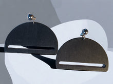 Load image into Gallery viewer, Large Minimalist Wood Geometric Clip On Dangle Earrings
