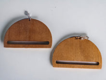 Load image into Gallery viewer, Large Minimalist Handmade Natural Wood Geometric Earrings (pierced ears) 3 inches
