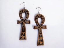Load image into Gallery viewer, Hieroglyphic Ankh  Earrings black
