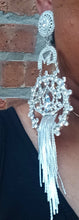 Load image into Gallery viewer, Runway Rhinestone Clip On Earrings, 7 Inch Dangle
