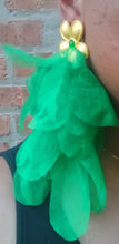 Load image into Gallery viewer, Handmade Green Silk Chiffon Flower Earrings, Runway Style
