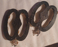 Load image into Gallery viewer, Handmade Handpainted wood and cowrie Adinkra Symbol Clip On Earrings
