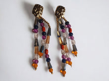 Load image into Gallery viewer, Handmade Festival Bead Dangle Earrings pierced ears 5 inch
