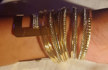 Load image into Gallery viewer, Rhinestone gold metal Cuff and Bangle Set of 15
