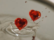Load image into Gallery viewer, Handmade red jelly acrylic Heart Stud Clip On Earrings
