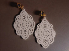 Load image into Gallery viewer, Natural Boho Chic Dangle Wooden Clip on  Earrings white
