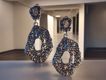 Load image into Gallery viewer, Hammered Metal Abstract clip on hoops silver
