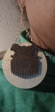 Load image into Gallery viewer, Handmade Abstract Afrocentric  Afro Pick Wooden Earrings brown/gold
