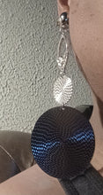Load image into Gallery viewer, Handmade abstract Hammered Metal Clip On Earrings Silver 5 inch
