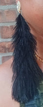 Load image into Gallery viewer, Handmade Feather Clip On Dangle Earrings Long Style 10 inch

