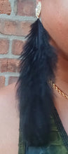 Load image into Gallery viewer, Handmade Feather Clip On Dangle Earrings Long Style 10 inch
