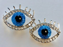 Load image into Gallery viewer, Rhinestone Cluster Eye Clip On Earrings silver
