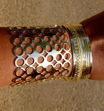 Load image into Gallery viewer, Chunky boho gold metal Cuff and Bangle Set of 10

