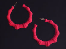 Load image into Gallery viewer, Matte neon pink Bamboo Earrings
