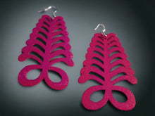 Load image into Gallery viewer, Natural Wood Adinkra Symbol Earrings pink
