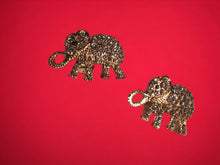 Load image into Gallery viewer, Rhinestone  Lucky Elephant Stud Cluster Clip On Earrings gold

