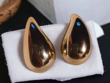 Load image into Gallery viewer, Modern minimalist metallic gold teardrop stud Earrings pierced ears gold
