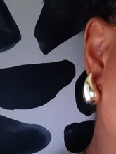 Load image into Gallery viewer, Modern minimalist metallic gold teardrop stud Earrings pierced ears gold
