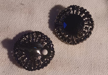 Load image into Gallery viewer, Chunky Avant Garde Crystal Stud Clip On Earrings dark blue

