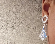 Load image into Gallery viewer, Small Rhinestone Clip On Dangle Earrings silver
