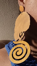 Load image into Gallery viewer, Clip On Wood extra large  Afrocentric Design Earrings 6 inch
